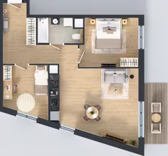 3 pokoje, mieszkanie 62,49 m², piętro 2, oferta nr 1B.16, Skwer Harmonia 2, Kraków, Podgórze, Rybitwy, ul. Półłanki