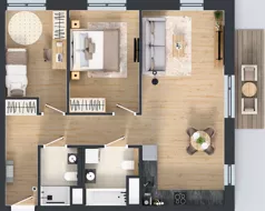 3 pokoje, mieszkanie 67,26 m², piętro 2, oferta nr 3A.24, Skwer Harmonia 2, Kraków, Podgórze, Rybitwy, ul. Półłanki