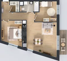 3 pokoje, mieszkanie 65,29 m², piętro 2, oferta nr 3B.31, Skwer Harmonia 2, Kraków, Podgórze, Rybitwy, ul. Półłanki