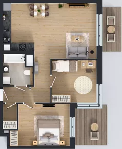 3 pokoje, mieszkanie 67,70 m², piętro 3, oferta nr 2B.22, Skwer Harmonia 2, Kraków, Podgórze, Rybitwy, ul. Półłanki