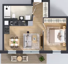 2 pokoje, mieszkanie 37,18 m², piętro 1, oferta nr 100.1.05, ATAL Bronowice, Kraków, Bronowice, Bronowice Wielkie, ul. Starego Dębu