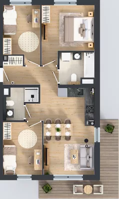 4 pokoje, mieszkanie 66,89 m², piętro 1, oferta nr 70.1.04, ATAL Bronowice, Kraków, Bronowice, Bronowice Wielkie, ul. Starego Dębu
