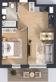 2 pokoje, mieszkanie 40,40 m², piętro 1, oferta nr A2.1.104, ATAL Floriana, Szczecin, Śródmieście, Łasztownia, św. Floriana