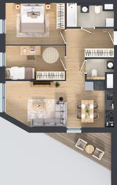 3 pokoje, mieszkanie 59,90 m², piętro 2, oferta nr A1.2.24, ATAL Floriana, Szczecin, Śródmieście, Łasztownia, św. Floriana