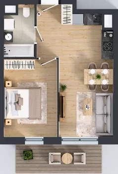 2 pokoje, mieszkanie 40,40 m², piętro 3, oferta nr A2.3.121, ATAL Floriana, Szczecin, Śródmieście, Łasztownia, św. Floriana