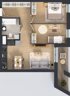 3 pokoje, mieszkanie 54,10 m², piętro 5, oferta nr A1.5.65, ATAL Floriana, Szczecin, Śródmieście, Łasztownia, św. Floriana