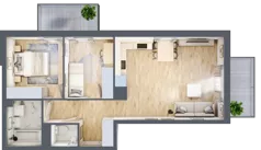 3 pokoje, mieszkanie 58,71 m², piętro 1, oferta nr P11.06.1.149, Osiedle Poematu, Warszawa, Wawer, Falenica, ul. Poematu