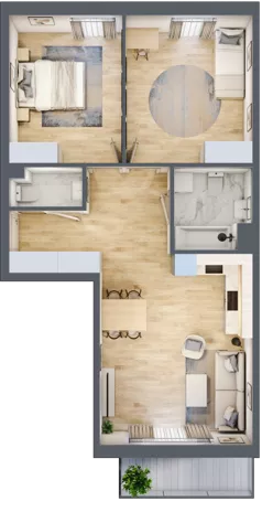 3 pokoje, mieszkanie 64,17 m², piętro 2, oferta nr B1, Niebieski Bursztyn, Reda, ul. Bosmańska