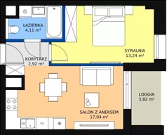 2 pokoje, mieszkanie 37,42 m², piętro 1, oferta nr A-01-01A, ATAL Olimpijska, Katowice, Śródmieście, Bogucice, ul. Olimpijska / al. Korfantego