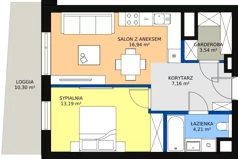 2 pokoje, apartament 45,09 m², piętro 1, oferta nr A-01-07A, ATAL Olimpijska, Katowice, Bogucice, ul. Olimpijska / al. Korfantego