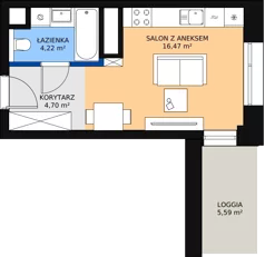 1 pokój, mieszkanie 25,25 m², piętro 10, oferta nr A-10-134A, ATAL Olimpijska, Katowice, Śródmieście, Bogucice, ul. Olimpijska / al. Korfantego