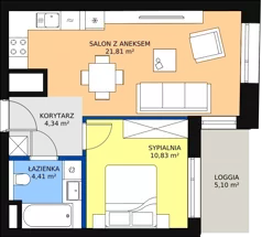 2 pokoje, mieszkanie 41,27 m², piętro 11, oferta nr A-11-136A, ATAL Olimpijska, Katowice, Śródmieście, Bogucice, ul. Olimpijska / al. Korfantego