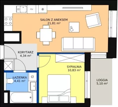 2 pokoje, mieszkanie 41,41 m², piętro 12, oferta nr A-12-148A, ATAL Olimpijska, Katowice, Śródmieście, Bogucice, ul. Olimpijska / al. Korfantego