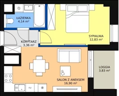2 pokoje, mieszkanie 37,19 m², piętro 13, oferta nr A-13-159A, ATAL Olimpijska, Katowice, Śródmieście, Bogucice, ul. Olimpijska / al. Korfantego