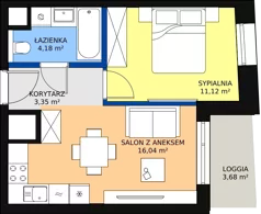 1 pokój, mieszkanie 34,69 m², piętro 14, oferta nr A-14-180A, ATAL Olimpijska, Katowice, Śródmieście, Bogucice, ul. Olimpijska / al. Korfantego