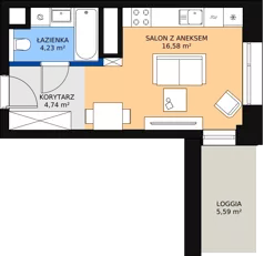 1 pokój, mieszkanie 25,51 m², piętro 14, oferta nr A-14-182A, ATAL Olimpijska, Katowice, Śródmieście, Bogucice, ul. Olimpijska / al. Korfantego