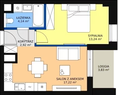 2 pokoje, mieszkanie 37,62 m², piętro 2, oferta nr A-02-15A, ATAL Olimpijska, Katowice, Śródmieście, Bogucice, ul. Olimpijska / al. Korfantego