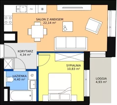 2 pokoje, mieszkanie 41,72 m², piętro 2, oferta nr A-02-16A, ATAL Olimpijska, Katowice, Śródmieście, Bogucice, ul. Olimpijska / al. Korfantego