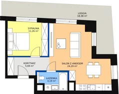 1 pokój, apartament 45,48 m², piętro 2, oferta nr A-02-25A, ATAL Olimpijska, Katowice, Bogucice, ul. Olimpijska / al. Korfantego