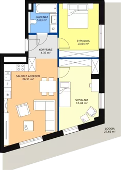 3 pokoje, apartament 66,01 m², piętro 3, oferta nr A-03-31A, ATAL Olimpijska, Katowice, Bogucice, ul. Olimpijska / al. Korfantego