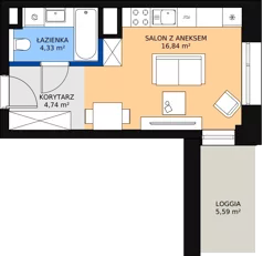 1 pokój, mieszkanie 25,74 m², piętro 3, oferta nr A-03-42A, ATAL Olimpijska, Katowice, Bogucice, ul. Olimpijska / al. Korfantego