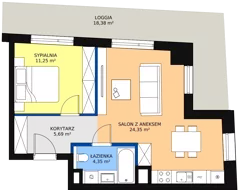 1 pokój, mieszkanie 45,53 m², piętro 4, oferta nr A-04-53A, ATAL Olimpijska, Katowice, Bogucice, ul. Olimpijska / al. Korfantego