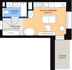 1 pokój, apartament 25,67 m², piętro 4, oferta nr A-04-56A, ATAL Olimpijska, Katowice, Bogucice, ul. Olimpijska / al. Korfantego