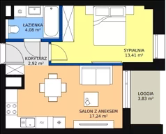 2 pokoje, mieszkanie 37,58 m², piętro 5, oferta nr A-05-57A, ATAL Olimpijska, Katowice, Śródmieście, Bogucice, ul. Olimpijska / al. Korfantego