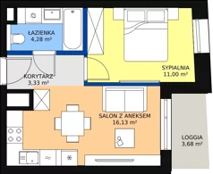 1 pokój, apartament 34,79 m², piętro 6, oferta nr A-06-82A, ATAL Olimpijska, Katowice, Bogucice, ul. Olimpijska / al. Korfantego