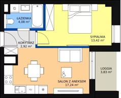 2 pokoje, mieszkanie 37,68 m², piętro 8, oferta nr A-08-99A, ATAL Olimpijska, Katowice, Śródmieście, Bogucice, ul. Olimpijska / al. Korfantego