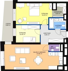 3 pokoje, apartament 80,34 m², piętro 8, oferta nr A-08-104A, ATAL Olimpijska, Katowice, Bogucice, ul. Olimpijska / al. Korfantego