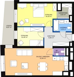 3 pokoje, mieszkanie 80,05 m², piętro 9, oferta nr A-09-116A, ATAL Olimpijska, Katowice, Bogucice, ul. Olimpijska / al. Korfantego