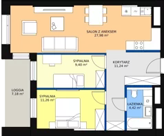 3 pokoje, apartament 64,03 m², piętro 1, oferta nr B-01-05B, ATAL Olimpijska, Katowice, Bogucice, ul. Olimpijska / al. Korfantego