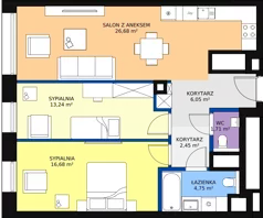 3 pokoje, mieszkanie 71,31 m², piętro 17, oferta nr B-17-134B, ATAL Olimpijska, Katowice, Bogucice, ul. Olimpijska / al. Korfantego