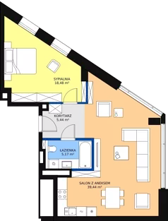 2 pokoje, apartament 67,94 m², piętro 17, oferta nr B-17-136B, ATAL Olimpijska, Katowice, Bogucice, ul. Olimpijska / al. Korfantego