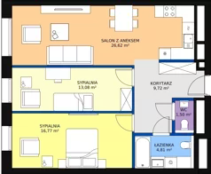 3 pokoje, mieszkanie 71,82 m², piętro 18, oferta nr B-18-141B, ATAL Olimpijska, Katowice, Bogucice, ul. Olimpijska / al. Korfantego