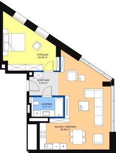 2 pokoje, mieszkanie 67,57 m², piętro 18, oferta nr B-18-144B, ATAL Olimpijska, Katowice, Bogucice, ul. Olimpijska / al. Korfantego