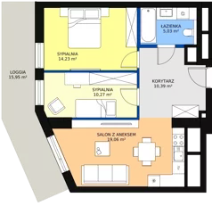 3 pokoje, mieszkanie 58,65 m², piętro 3, oferta nr B-03-19B, ATAL Olimpijska, Katowice, Bogucice, ul. Olimpijska / al. Korfantego