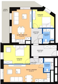 4 pokoje, mieszkanie 100,91 m², piętro 3, oferta nr B-03-23B, ATAL Olimpijska, Katowice, Bogucice, ul. Olimpijska / al. Korfantego