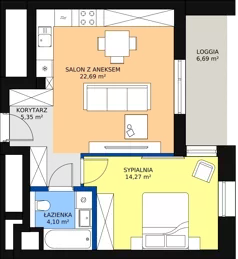 2 pokoje, mieszkanie 45,91 m², piętro 4, oferta nr B-04-25B, ATAL Olimpijska, Katowice, Śródmieście, Bogucice, ul. Olimpijska / al. Korfantego