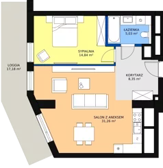2 pokoje, apartament 59,08 m², piętro 7, oferta nr B-07-51B, ATAL Olimpijska, Katowice, Bogucice, ul. Olimpijska / al. Korfantego