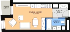 1 pokój, mieszkanie 30,13 m², piętro 3, oferta nr C-03-23C, ATAL Olimpijska, Katowice, Bogucice, ul. Olimpijska / al. Korfantego