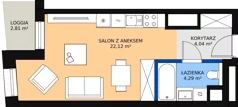 1 pokój, mieszkanie 30,43 m², piętro 17, oferta nr C-17-195C, ATAL Olimpijska, Katowice, Śródmieście, Bogucice, ul. Olimpijska / al. Korfantego
