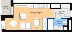 1 pokój, mieszkanie 30,43 m², piętro 18, oferta nr C-18-207C, ATAL Olimpijska, Katowice, Śródmieście, Bogucice, ul. Olimpijska / al. Korfantego