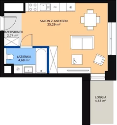 1 pokój, mieszkanie 32,78 m², piętro 17, oferta nr C-17-202C, ATAL Olimpijska, Katowice, Śródmieście, Bogucice, ul. Olimpijska / al. Korfantego