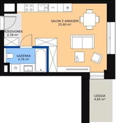 1 pokój, mieszkanie 33,10 m², piętro 8, oferta nr C-08-94C, ATAL Olimpijska, Katowice, Śródmieście, Bogucice, ul. Olimpijska / al. Korfantego