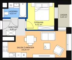 2 pokoje, mieszkanie 37,20 m², piętro 11, oferta nr C-11-129C, ATAL Olimpijska, Katowice, Śródmieście, Bogucice, ul. Olimpijska / al. Korfantego