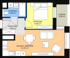 2 pokoje, mieszkanie 37,67 m², piętro 14, oferta nr C-14-165C, ATAL Olimpijska, Katowice, Śródmieście, Bogucice, ul. Olimpijska / al. Korfantego