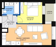 2 pokoje, mieszkanie 37,72 m², piętro 3, oferta nr C-03-29C, ATAL Olimpijska, Katowice, Bogucice, ul. Olimpijska / al. Korfantego