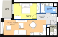 2 pokoje, mieszkanie 52,42 m², piętro 13, oferta nr C-13-149C, ATAL Olimpijska, Katowice, Śródmieście, Bogucice, ul. Olimpijska / al. Korfantego